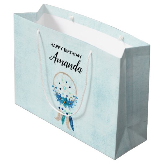 Blue Dreamweaver Stylish Boho Design Birthday Groot Cadeauzakje (Achterkant Gekanteld)