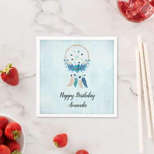 Blue Dreamweaver Stylish Boho Design Birthday Servet (Insitu)
