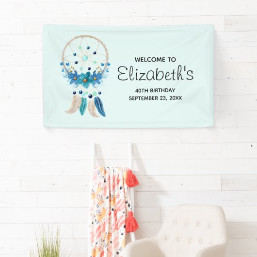 Blue Dreamweaver Stylish Boho Design Birthday Spandoek (Insitu)