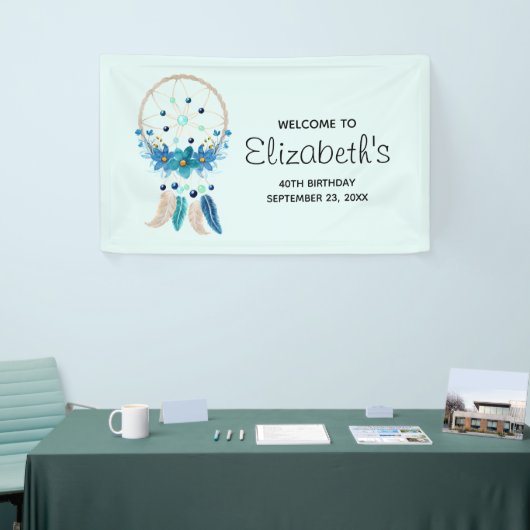 Blue Dreamweaver Stylish Boho Design Birthday Spandoek (Beurs)