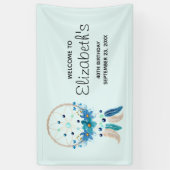 Blue Dreamweaver Stylish Boho Design Birthday Spandoek (Verticaal)