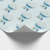 Blue Dreamweaver Stylish Boho Design Cadeaupapier (Hoek)