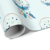 Blue Dreamweaver Stylish Boho Design Cadeaupapier (Rol Hoek)
