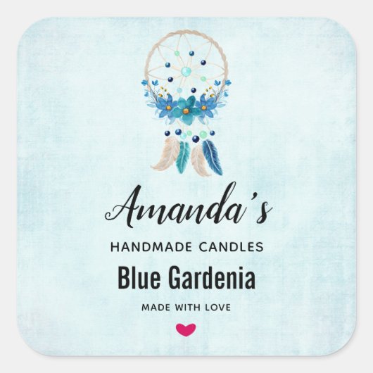 Blue Dreamweaver Stylish Boho Design Candle Vierkante Sticker (Voorkant)
