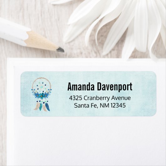 Blue Dreamweaver Stylish Boho Design Etiket (Insitu)