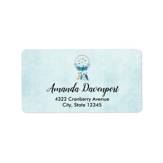 Blue Dreamweaver Stylish Boho Design Etiket (Voorkant)