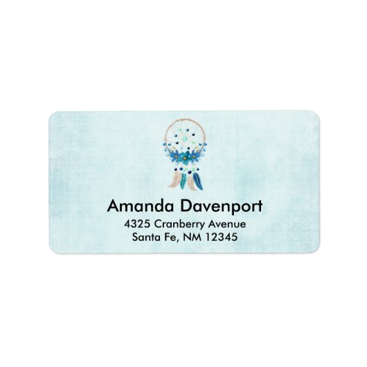 Blue Dreamweaver Stylish Boho Design Etiket (Voorkant)