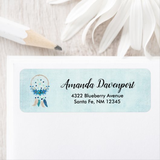 Blue Dreamweaver Stylish Boho Design Etiket (Insitu)