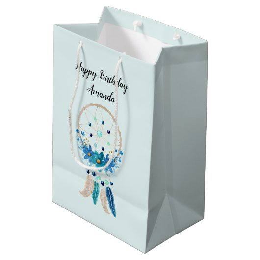 Blue Dreamweaver Stylish Boho Design Medium Cadeauzakje (Achterkant Gekanteld)