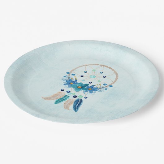 Blue Dreamweaver Stylish Boho Design Papieren Bordje (Gekanteld)