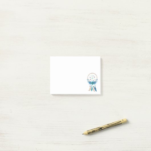 Blue Dreamweaver Stylish Boho Design Post-it® Notes (Op bureau)
