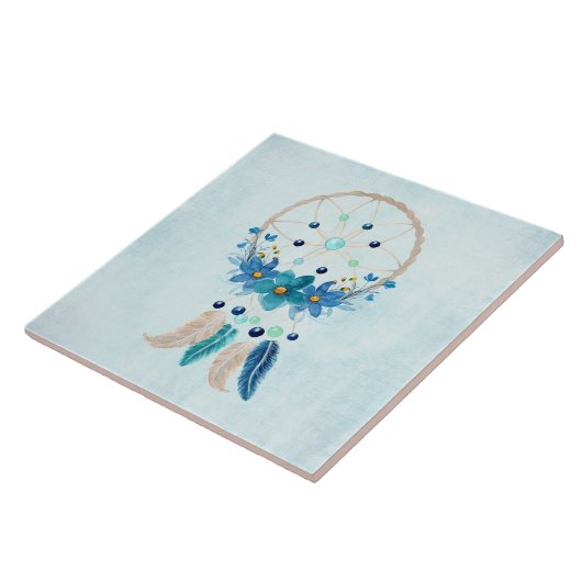 Blue Dreamweaver Stylish Boho Design Tegeltje (Zijkant)