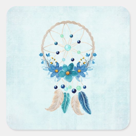 Blue Dreamweaver Stylish Boho Design Vierkante Sticker (Voorkant)