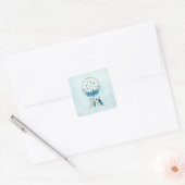 Blue Dreamweaver Stylish Boho Design Vierkante Sticker (Envelop)