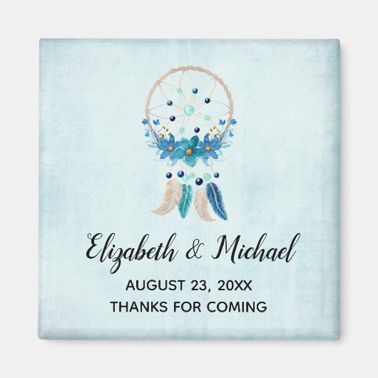 Blue Dreamweaver Stylish Boho Design Wedding Magneet (Voorkant)