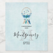 Blue Dreamweaver Stylish Boho Design Wine Making Wijn Etiket (Enkel label)