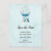 Blue Dreamweaver Stylish Boho Save the Date Uitnodiging Briefkaart (Voorkant)