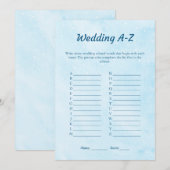 Blue Dreamy Bruiloft A-Z Vrijgezellenfeest Spel Ka Kaart (Voorkant / Achterkant)
