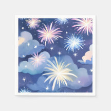 Blue Dreamy Clouds | Firework Stars Watercolor