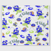 Blue Dreidel Monsters voor Hannukah Cadeaupapier (Vlak)