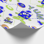 Blue Dreidel Monsters voor Hannukah Cadeaupapier (Hoek)