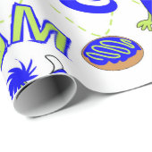 Blue Dreidel Monsters voor Hannukah Cadeaupapier (Rol Hoek)