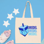 Blue Dreidel Tote Bag<br><div class="desc">Dreidel dreidel in drie verschillende tinten blauw met een blauwe droesem voor Hanukkah.</div>