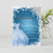 Blue Dress Glitter Drift Quinceañera Kaart (Staand voorkant)