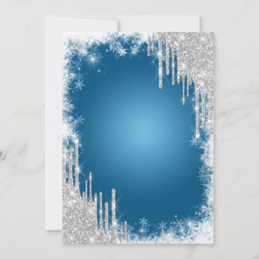 Blue Dress Glitter Drift Quinceañera Kaart (Achterkant)