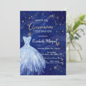 Blue Dress Stars Galaxy Quinceañera Kaart (Staand voorkant)