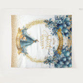 Blue Dress Sweet 16 Gold Glitter Waterverf Banner Wandkleed (Voorkant (horizontaal))