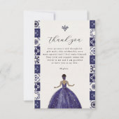 Blue Dress Wall Tegels Quinceañera Bedankkaart (Voorkant)