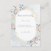 Blue Dried Boho Flowers Blue Reception Kaart (Voorkant)