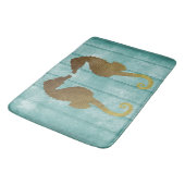 Blue Driftwood met Gold Seapaarden Bath Mat (Gekanteld)