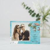 Blue Driftwood Tropical kerstfoto Feestdagenkaart (Staand voorkant)