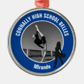 Blue Drill Team Photo High School Dancer Christmas Metalen Ornament (Voorkant)