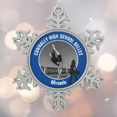 Blue Drill Team Photo High School Dancer Tin Sneeuwvlok Ornament