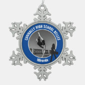 Blue Drill Team Photo High School Dancer Tin Sneeuwvlok Ornament (Voorkant)