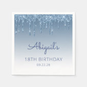 Blue Dripping Glitter Glam 18e verjaardagsfeest Servet (Voorkant)