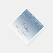 Blue Dripping Glitter Glam Sweet 16 Verjaardagsfee Servet (Hoek)