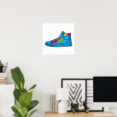 Blue Dripping Paint Sneaker Poster (Thuiskantoor)