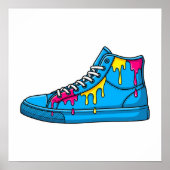 Blue Dripping Paint Sneaker Poster (Voorkant)