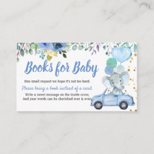 Blue Drive Through Boy Baby shower Books for Baby Informatiekaartje