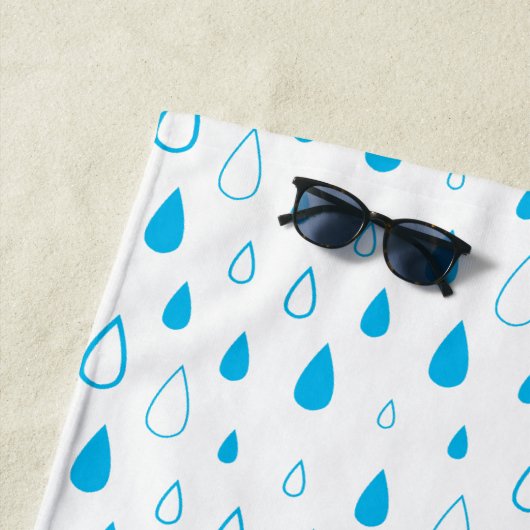 Blue drops water Minimalist Modern. Strandlaken (In situ)