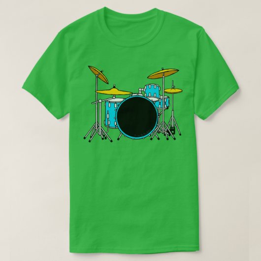 Blue Drum Kit drummer muzikant T-shirt (Design voorkant)