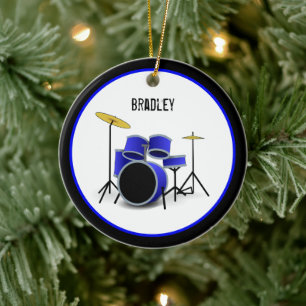 Blue Drum Set Custom Keramisch Ornament