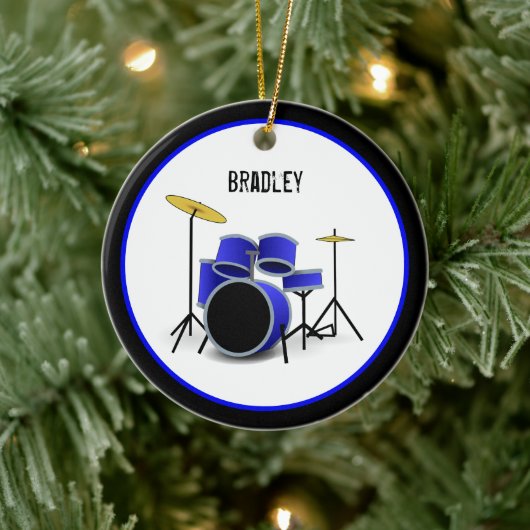 Blue Drum Set Custom Keramisch Ornament (Boom)