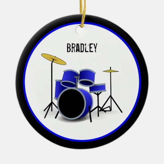 Blue Drum Set Custom Keramisch Ornament (Voorkant)