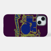Blue Drums / drummer iPhone 15 Case (Achterkant horizontaal)
