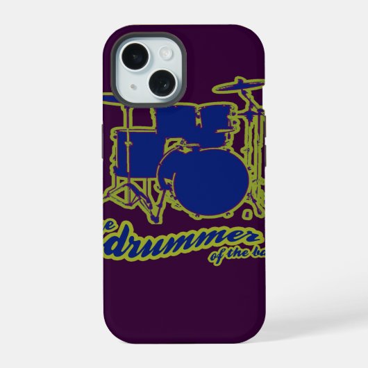 Blue Drums / drummer iPhone 15 Case (Achterkant)